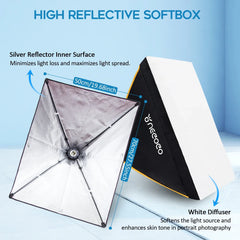 UEGOGO Softbox Photography Lighting Kit, 20” x 27.5” Continuous Lighting Kit , Professional Photo Studio Lighting for Video Recording, Portrait Shooting ( No Energy Saving Bulb)