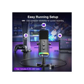 FIFINE USB/XLR Dynamic Microphone for Podcast Recording, PC Computer Gaming Streaming Mic with RGB,Mute Button,3.5mm Headphones Jack,Desktop Stand, Vocal Mic for Singing YouTube-AmpliGame AM8