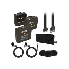 Rode Wireless GO II Compact Microphone System with 2x Transmitter, Bundle with 2x Turnstile Audio Lavalier Microphone