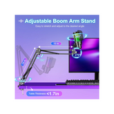 ALILYY Gaming USB Microphone,Noise Cancellation Condenser mic with Boom Arm,Mute, Gain, Monitoring, Gaming Microphone for Phone,PC,Computer,PS4,PS5,Mac,Streaming,Podcast,Twitch,YouTube,Discord