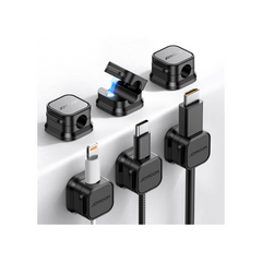 JOYROOM 6 Pack Magnetic Cable Clips Cord Holder, Under Desk Cable Management Organizer, Black
