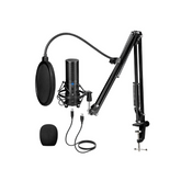 USB Gaming Microphone, PC Streaming Mic Kit for PS4/5/Discord/Twitch Gamer, Condenser Studio Cardioid Microfono for Podcasting, Recording, Content Creation, Singing with Adjustable Arm Stand