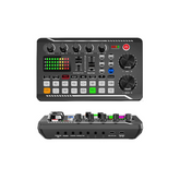 Gaming Audio Mixer, Streaming Mixer with Audio Interface BT SoundBoard Voice Changer Sound Card, Studio Beginner Podcast Mixer Equipment for PC Phone Live Streaming Podcasting Recording