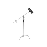 KFFKFF C Stand featuring Boom Arm, Reaches Up to 10.83 ft/330 cm, Robust Stainless Steel Photography Light Stand with 4.8-9.8 ft Height Adjustability, Includes 2 Grip Head for Studio Monolight